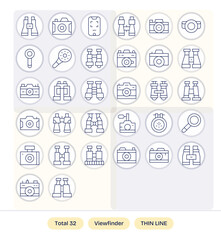 32 Thin Line Pixel Optimized Vectors for Viewfinder Theme
