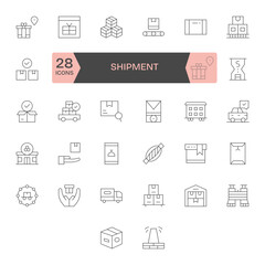 32 Editable Thin Line Vector Icons designed for Shipment Interface