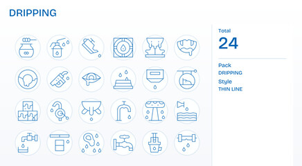 24 Vector Icons for Dripping featuring 256x256 Pixel Aligned Thin Line Graphics
