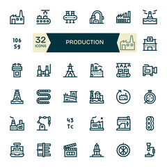 32 128x128 Vector Icons for Production with PIXEL Perfect Bold Line clarity