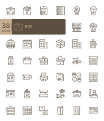 Box Vector Icon Collection with 42 128x128 Regular Line Designs