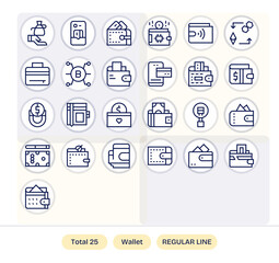 25 Regular Line Pixel Aligned Retina Ready Vector Icons from Wallet Suite