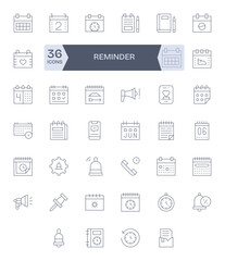 Reminder Retina Ready Vector Icon Pack with 40 Thin Line Editable Elements