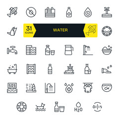 35 Regular Line Grid Fitted Vector Icons crafted for Water 128x128 applications