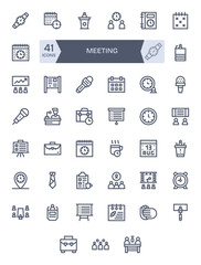 Meeting Design Vector Icons featuring 41 Detail Enhanced Bold Line Style