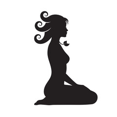 Woman Meditating in Lotus Pose – Yoga Silhouette Vector
