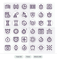 36 Timer Display Perfect Vector Icons in Retina Ready Bold Line Aesthetic