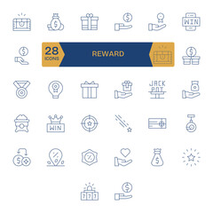 Reward Vector Icon Collection with 32 256x256 Thin Line Designs