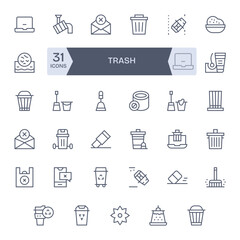 35 Regular Line Grid Fitted Vector Icons crafted for Trash 256x256 applications