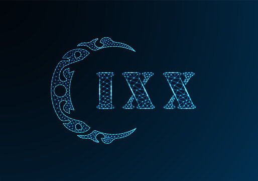Low poly letter logo IXX design. IXX letter logo low poly vector design on blue color gradient background. IXX logo low poly design