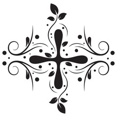 Symmetrical Floral Cross Ornament – Decorative Vector
