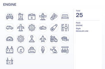 Engine Vector Graphics featuring 25 Regular Line Display Perfect High Resolution Designs
