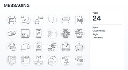 Messaging Vector Icon Repository containing 24 Thin Line High Resolution Display Perfect graphics