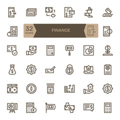 Finance Complete Vector Package with 32 Retina Ready Bold Line Pixel Optimized Icons