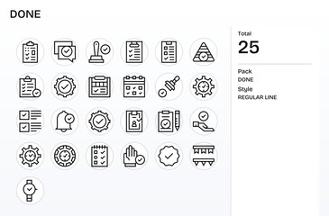 25 128x128 Regular Line Vector Icons for Done with Pixel Aligned precision