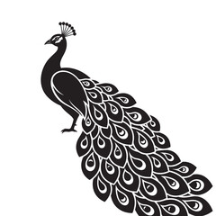 Peacock with Decorative Tail – Silhouette Vector