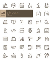 42 High Resolution Regular Line Pixel Aligned Vector Icons for Event Projects