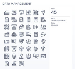 45 64x64 Vector Icons for Data Management in Detail Enhanced Bold Line Format
