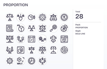 Proportion Vector Icon Toolkit featuring 28 Pixel Aligned Retina Ready Bold Line elements