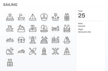 25 Regular Line Detail Enhanced Vectors for Sailing Theme