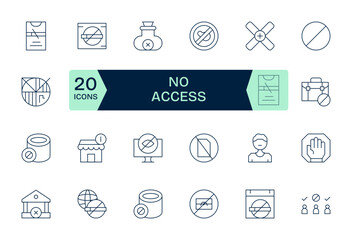 No Access Complete Vector Package with 24 Retina Ready Thin Line Display Perfect Icons