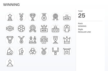 25 Regular Line Vector Icons designed for Winning in 256x256 Display Perfect format