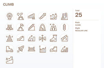 25 Display Perfect Regular Line Vector Icons designed for Climb Interface
