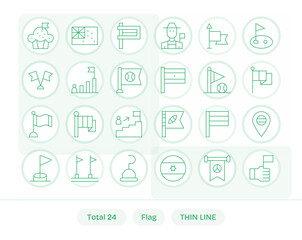 Flag Vector Icon Library with 24 Thin Line Retina Ready Pixel Optimized Designs