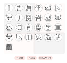 25 Regular Line Editable Vectors for Folding Theme