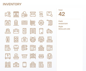 Inventory 256x256 Vector Icon Pack with 42 Regular Line Pixel Aligned Elements