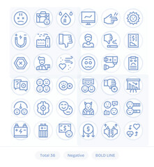 36 Vector Icons for Negative optimized in Pixel Aligned Retina Ready Bold Line resolution