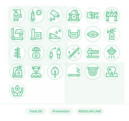 Prevention Professional Vector Set with 25 Regular Line Detail Enhanced High Resolution Icons