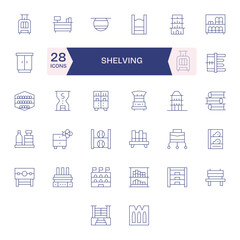 32 Thin Line Vector Icons designed for Shelving in 256x256 Detail Enhanced format