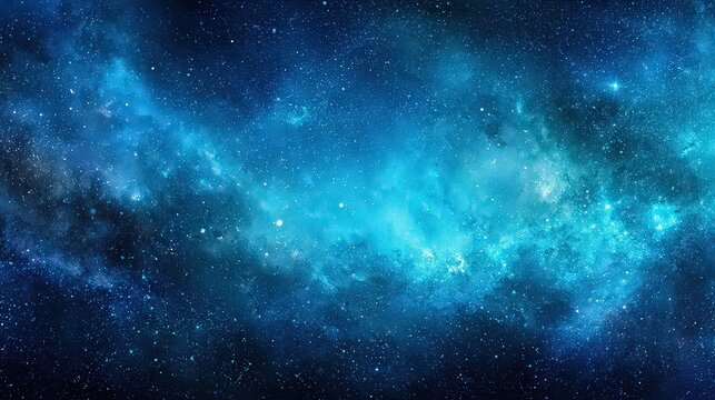 Abstract Cosmic Nebula In Shades Of Blue And Turquoise With Numerous Starry Points