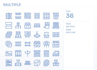 Multiple Digital Vector Pack containing 36 Detail Enhanced Bold Line Retina Ready Icons