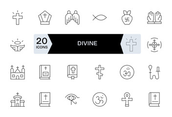 24 64x64 Thin Line Vector Icons optimized for Divine Pixel Optimized display