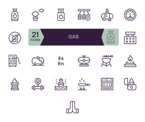 25 Pixel Aligned Retina Ready Vector Icons for Gas in elegant Regular Line design