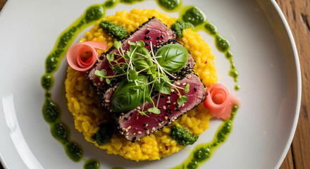 Close-up of Beautifully Plated Cultural Fusion Culinary Dish