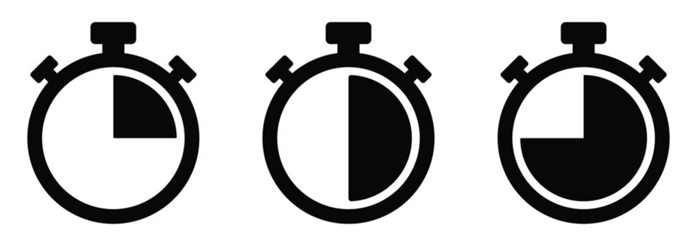 Vector stopwatch symbol and timer icon design showing countdown and measurement of time period. vector illustration and transparent png