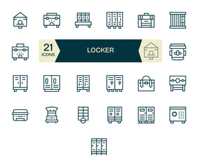 25 Pixel Optimized Vector Icons themed around Locker in High Resolution Regular Line format