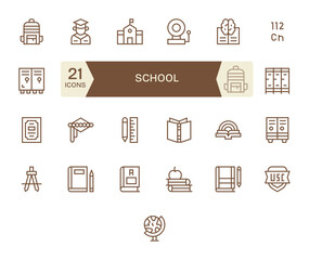 25 256x256 Vector Icons for School in Detail Enhanced Regular Line Format