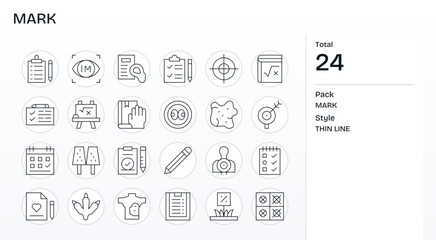 Mark Modern Vector Collection with 24 Thin Line Retina Ready Pixel Aligned Icons