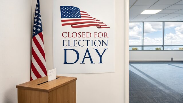 Office Closed for Election Day with American Flag