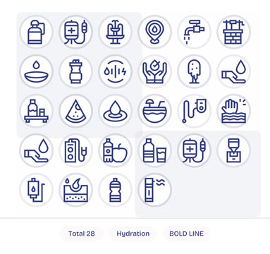Hydration featuring 28 256x256 Vector Icons in Bold Line Design
