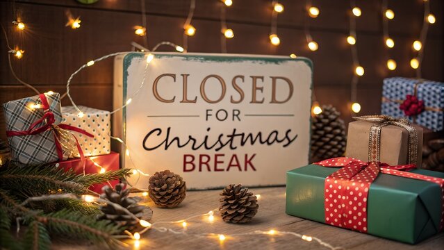 christmas card with gift boxes and decorations