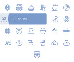 Eatery Comprehensive Vector Bundle with 25 PIXEL Perfect Regular Line 64x64 Icons