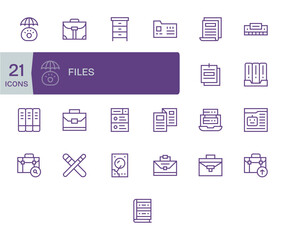 Files Vector Icon Collection with 25 256x256 Regular Line Designs