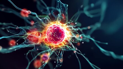 Microscopic Marvel: A vibrant visualization of a cell, alive with energy. - Powered by Adobe