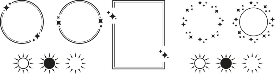 Stars line art icon. Sparkle star icons. Shine icons