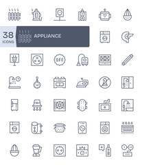 42 Pixel Aligned Regular Line Vector Icons from Appliance Collection